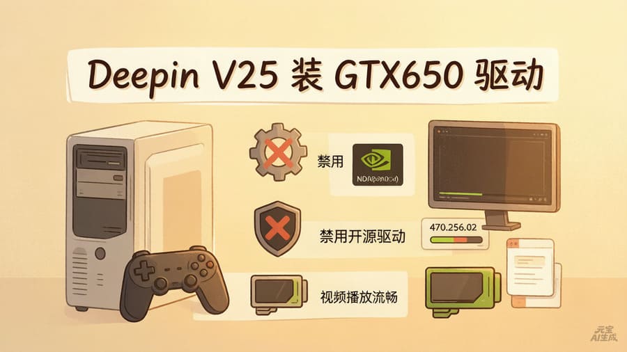 Deepin V25安装老古董Geforce GTX650显卡驱动